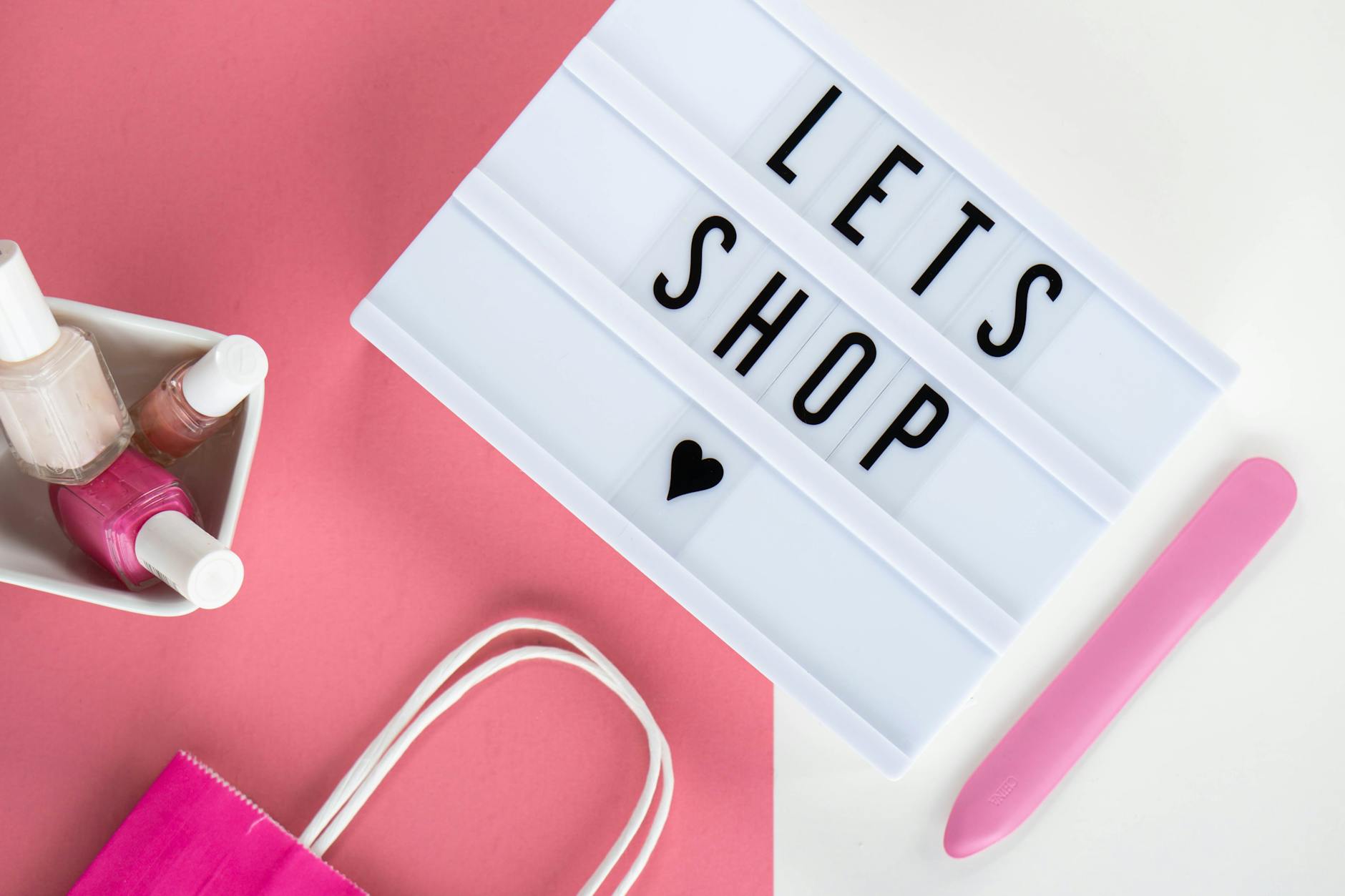photo of a changeable letter board and nail polish