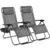 T-LoVendo Pack of 2 Folding Outdoor Sun Loungers or Chairs for Garden, Beach, Pool, Terrace. Zero Gravity 2 Units, Lightweight Steel, Cup Holder and Headrest.