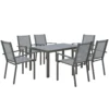 Outsunny Garden Table and Chair Set with Stackable Chairs and Steel Frame for Terrace Patio Light Gray