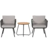 Outsunny Rattan Garden Furniture Set with 1 Coffee Table and 2 Armchairs