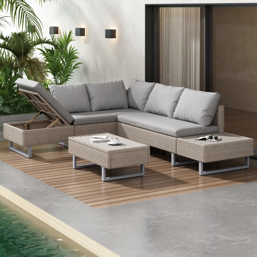 Sofa sets, garden sets, lounge sofas, outdoor sofas. For 4-5 people. Corner sofa for the living room, table and backrest. - Image 4